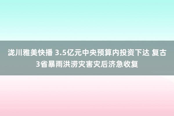 泷川雅美快播 3.5亿元中央预算内投资下达 复古3省暴雨洪涝灾害灾后济急收复