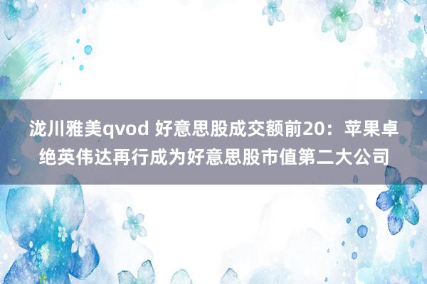 泷川雅美qvod 好意思股成交额前20：苹果卓绝英伟达再行成为好意思股市值第二大公司