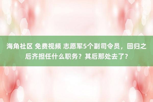 海角社区 免费视频 志愿军5个副司令员，回归之后齐担任什么职务？其后那处去了？